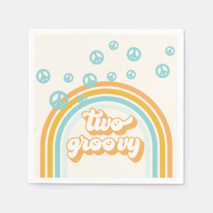 ZWEI Groovy Retro Boy 2ND Geburtstag Serviette