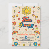 Zwei Groovy Retro Daisy 2. Geburtstag Party Einladung (Vorderseite)