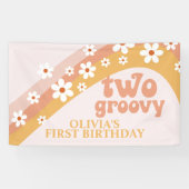 Zwei Groovy Retro Daisy Birthday Banner (Horizontal)