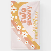 Zwei Groovy Retro Daisy Birthday Banner (Vertikal)