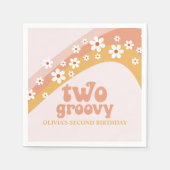 Zwei Groovy Retro Daisy Boho Rainbow Napkins Serviette (Vorderseite)