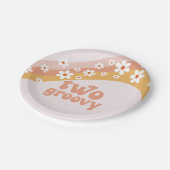 Zwei Groovy Retro Daisy Boho Rainbow Paper Plate Pappteller (Schrägansicht)