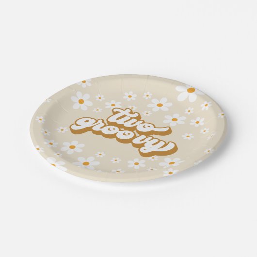 Zwei Groovy Retro Daisy Teller zum zweiten Geburts (Schrägansicht)