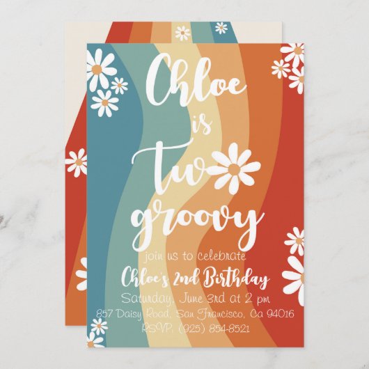 Zwei Groovy Retro Einladung (Vorne/Hinten)