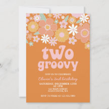zwei Groovy Retro Floral 2. Geburtstag
