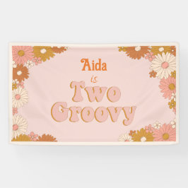 Zwei Groovy Retro Floral Hintergrund Banner