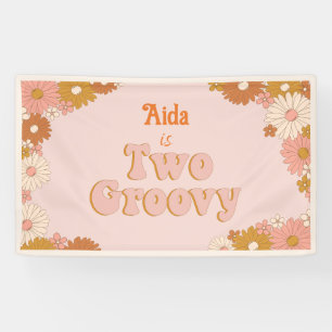 Zwei Groovy Retro Floral Hintergrund Banner