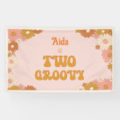 Zwei Groovy Retro Floral Rosa & Orange Hintergrund Banner (Horizontal)