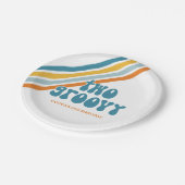 Zwei Groovy Retro Geburtstagspapier-Teller Pappteller (Schrägansicht)