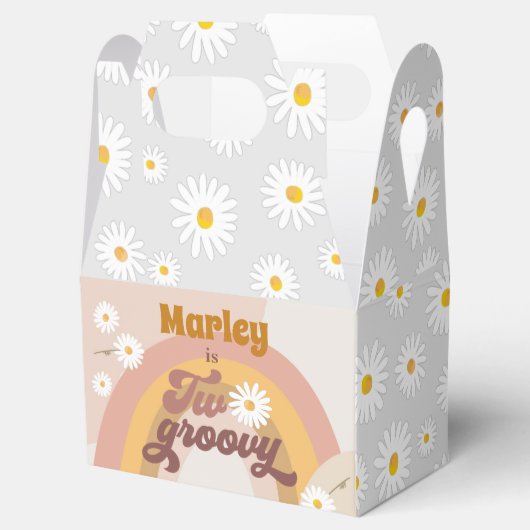 Zwei Groovy Retro Hippie Daisy Girl Birthday Gevor Geschenkschachtel (Geöffnet)