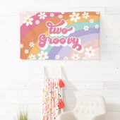 Zwei Groovy Retro Rainbow 2. Geburtstag Banner (Insitu)