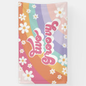 Zwei Groovy Retro Rainbow 2. Geburtstag Banner (Vertikal)