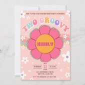 Zwei Groovy Retro Rainbow 2. Party zum Geburtstag Einladung (Vorderseite)