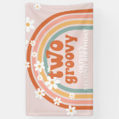 Zwei Groovy Retro Rainbow Daisy Birthday Banner (Vertikal)