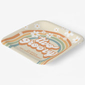 Zwei Groovy Retro Rainbow Daisy Birthday Pappteller (Gewinkelt)