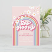 Zwei Groovy Retro Rainbow Einladung (Stehend Vorderseite)