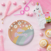 Zwei Groovy Retro Rainbow Pappteller (Party)