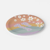 Zwei Groovy Retro Rainbow Pappteller (Schrägansicht)