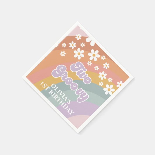 Zwei Groovy Retro Rainbow Serviette (Ecke)