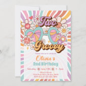 Zwei Groovy Retro Sommer 2. Geburtstag Einladung (Vorderseite)