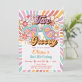 Zwei Groovy Retro Sommer 2. Geburtstag Einladung (Stehend Vorderseite)