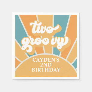 Zwei Groovy Retro Sunshine Boy 2. Geburtstag Serviette