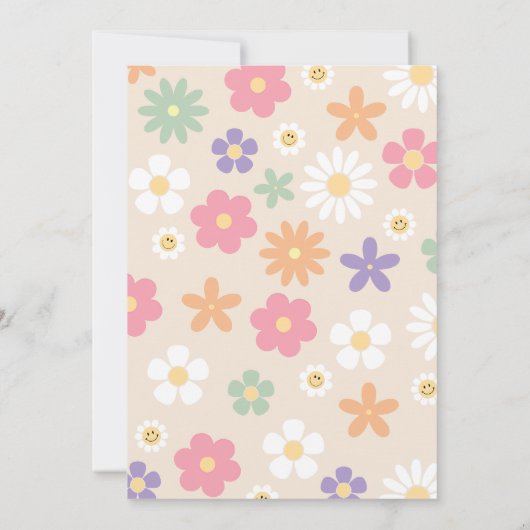 Zwei Groovy Retro Sunshine Daisy Boho 2. Geburtsta Einladung (Rückseite)