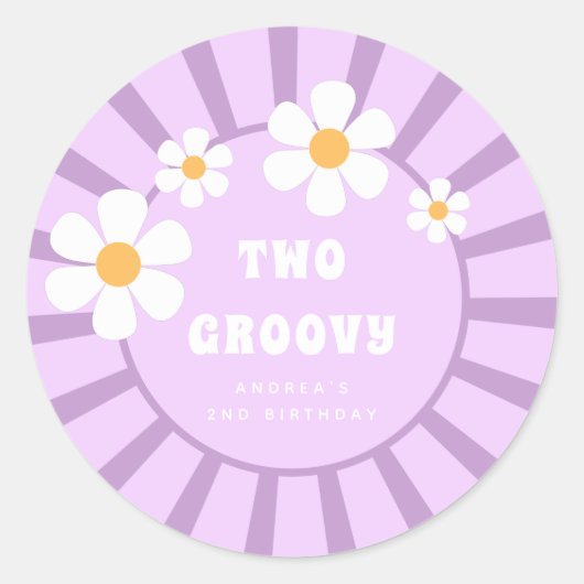 Zwei Groovy Retro Sunshine Girl Runder Aufkleber (Vorderseite)