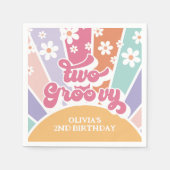 Zwei Groovy Retro Sunshine Rainbow Daisy Serviette (Vorderseite)