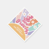 Zwei Groovy Retro Sunshine Rainbow Daisy Serviette (Ecke)