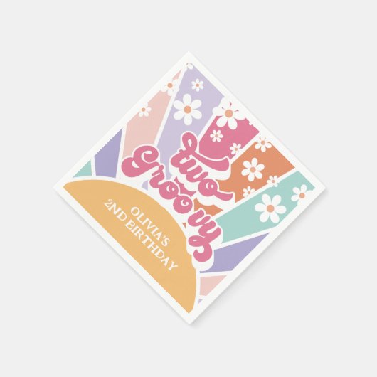 Zwei Groovy Retro Sunshine Rainbow Daisy Serviette (Ecke)