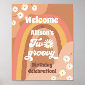 Zwei Groovy Retro Willkommen Hippie Daisy Geburtst Poster (Vorne)