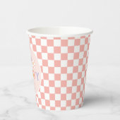 Zwei Groovy Rosa Gänseblümchen Karo Pappbecher (Links)
