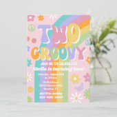 Zwei Groovy zum Geburtstag Einladung (Stehend Vorderseite)