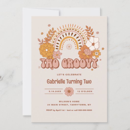 Zwei Groovy zum Geburtstag Einladung (Vorderseite)