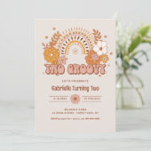 Zwei Groovy zum Geburtstag Einladung (Stehend Vorderseite)