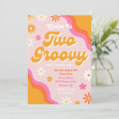 Zwei Groovy zum Geburtstag | Groovy Birthday Einladung (Stehend Vorderseite)