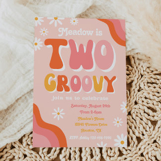Zwei Groovy zum Geburtstag | Groovy Birthday Einladung