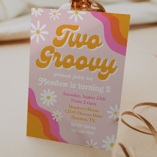 Zwei Groovy zum Geburtstag | Groovy Birthday Einladung
