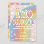 Zwei Groovy zum Geburtstag | Groovy Birthday Einladung (Vorne/Hinten)