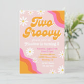 Zwei Groovy zum Geburtstag | Groovy Birthday Einladung (Stehend Vorderseite)