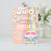 Zwei Groovy zum zweiten Geburtstag Einladung (Stehend Vorderseite)