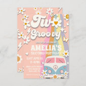 Zwei Groovy zum zweiten Geburtstag Einladung (Vorne/Hinten)