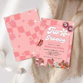 Zwei großartige Blume Retro Groovy 2. Einladung