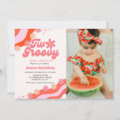 Zwei großartige Blume Retro Groovy 2. Einladung (Vorderseite)