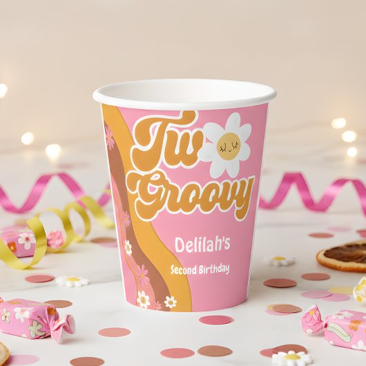 Zwei großartige Retro Vintager 2. Geburtstag Pappbecher