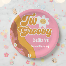 Zwei großartige Retro Vintager 2. Geburtstag Pappteller