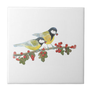 Zwei großartige Vogelarten auf der Waldzweigung Fliese