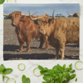 Zwei große braune Kühe, Geschirrhandtuch Geschirrtuch (Gefaltet)