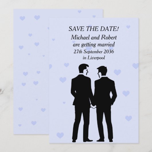Zwei große, flache Save the Date Karte (Vorne/Hinten)
